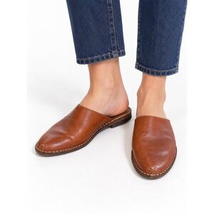 Cole Haan Womens Cognac Brown Leather Mules Pointed Toe Slip On Flats Size 8M